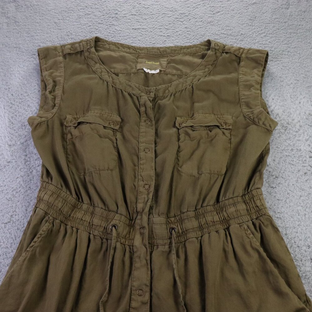 Anthropologie Hei Hei Utility Safari Dress Womens Large Olive Green Drawstrings - Picture 7 of 10